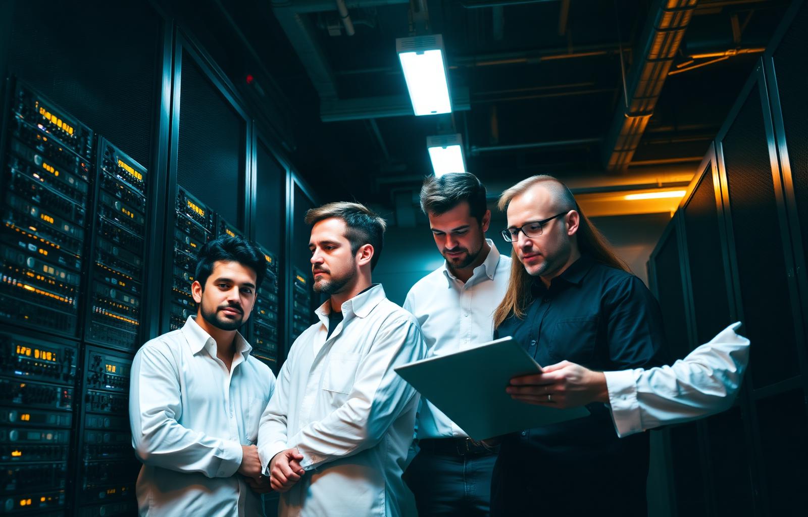 Team van RNS aan het werk in serverruimte